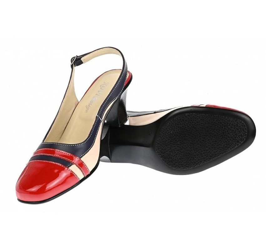 Pantofi dama decupati din piele naturala - Model elegant cu toc de 5cm S301RBLBEJ