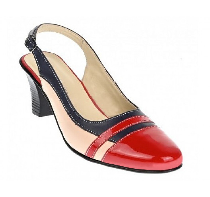 Pantofi dama decupati din piele naturala - Model elegant cu toc de 5cm S301RBLBEJ