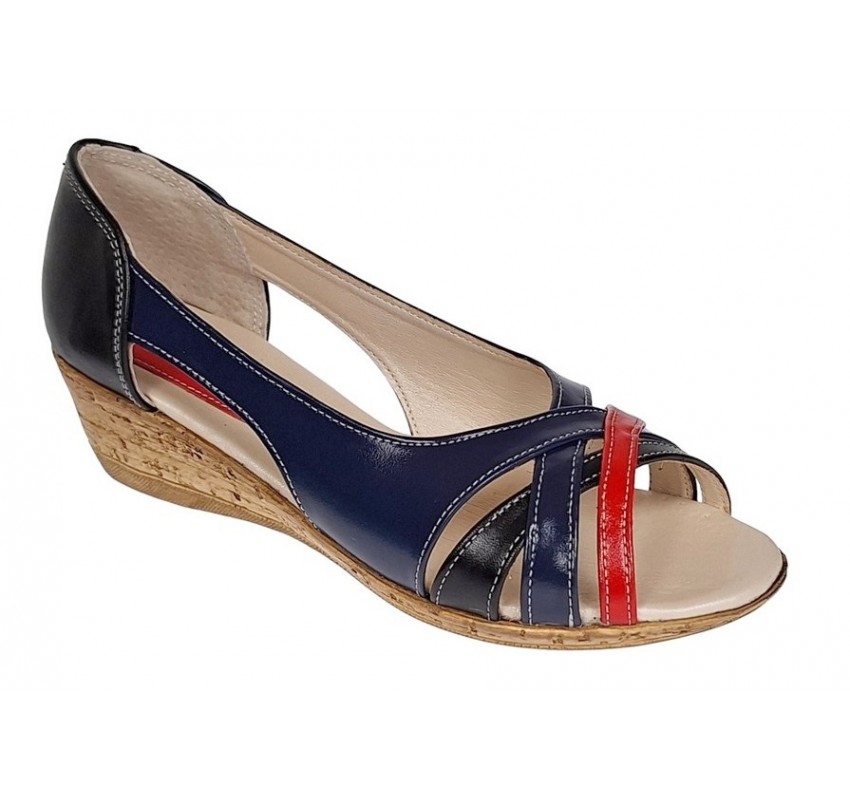 Pantofi dama decupati cu platforme lucrati din piele naturala S306RNBL Pantofi dama decupati cu platforme lucrati din piele naturala S306RNBL