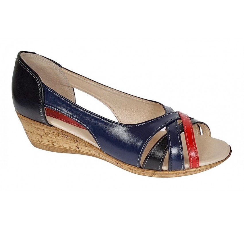 Pantofi dama decupati cu platforme lucrati din piele naturala S306RNBL Pantofi dama decupati cu platforme lucrati din piele naturala S306RNBL