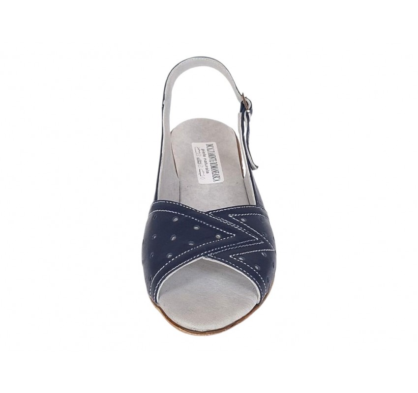 Sandale dama bleumarin din piele naturala, cu talpa tip pana – feminine, usor de purtat S30BL