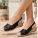 Sandale dama negre din piele naturala, cu talpa tip pana – feminine, usor de purtat S30NBOX
