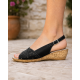 Sandale dama negre din piele naturala, cu talpa tip pana – feminine, usor de purtat S30NBOX