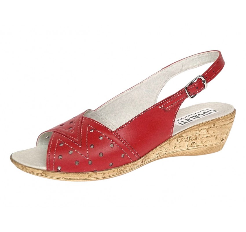 Sandale dama rosii din piele naturala, cu talpa tip pana – feminine, usor de purtat S30R