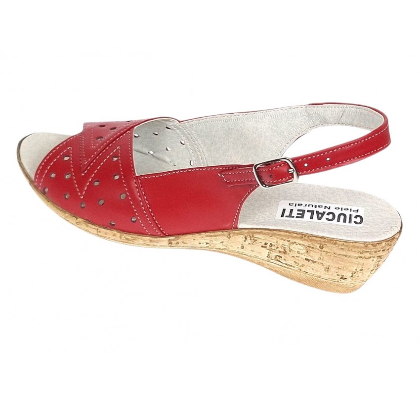 Sandale dama rosii din piele naturala, cu talpa tip pana – feminine, usor de purtat S30R