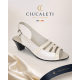 Sandale dama albe din piele naturala cu lac, toc mediu si bareta reglabila – elegante, feminine S33LA