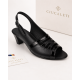 Sandale dama negre din piele naturala box cu lac, toc mediu comod – S33LN