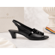 Sandale dama negre din piele naturala box cu lac, toc mediu comod – S33LN