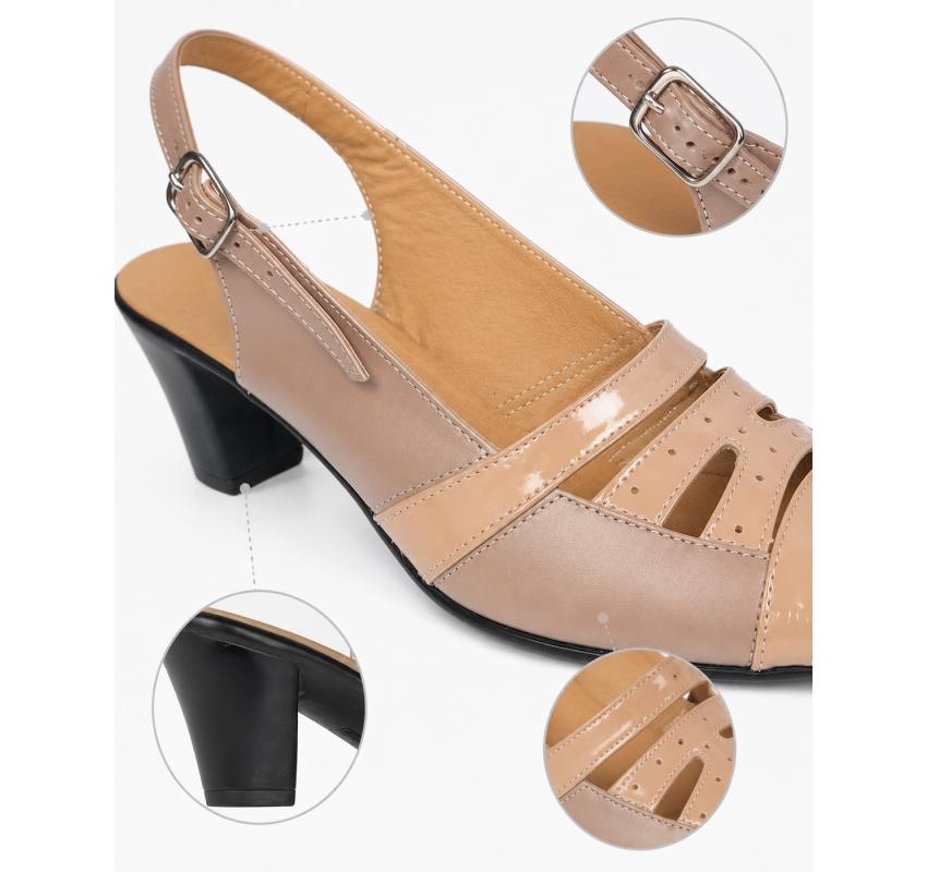 Sandale dama nude din piele naturala, feminine si usor de purtat, cu toc comod – S33NUDE