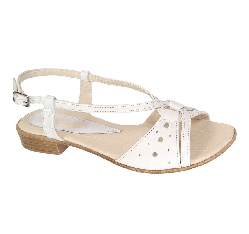 Sandale dama albe din piele naturala  - S36A