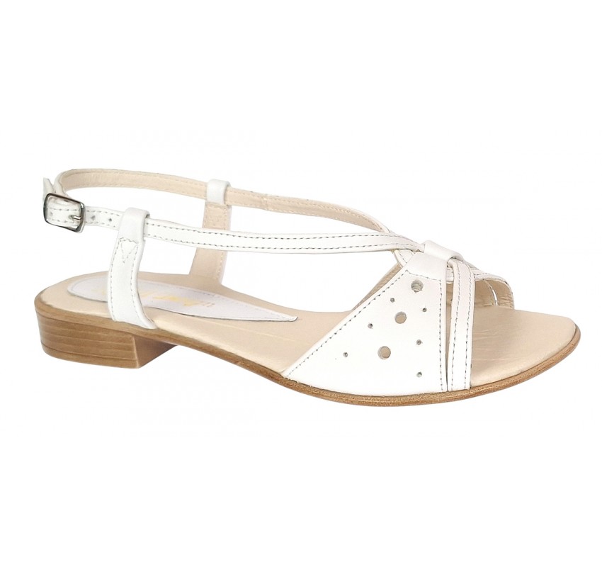 Sandale dama albe din piele naturala  - S36A