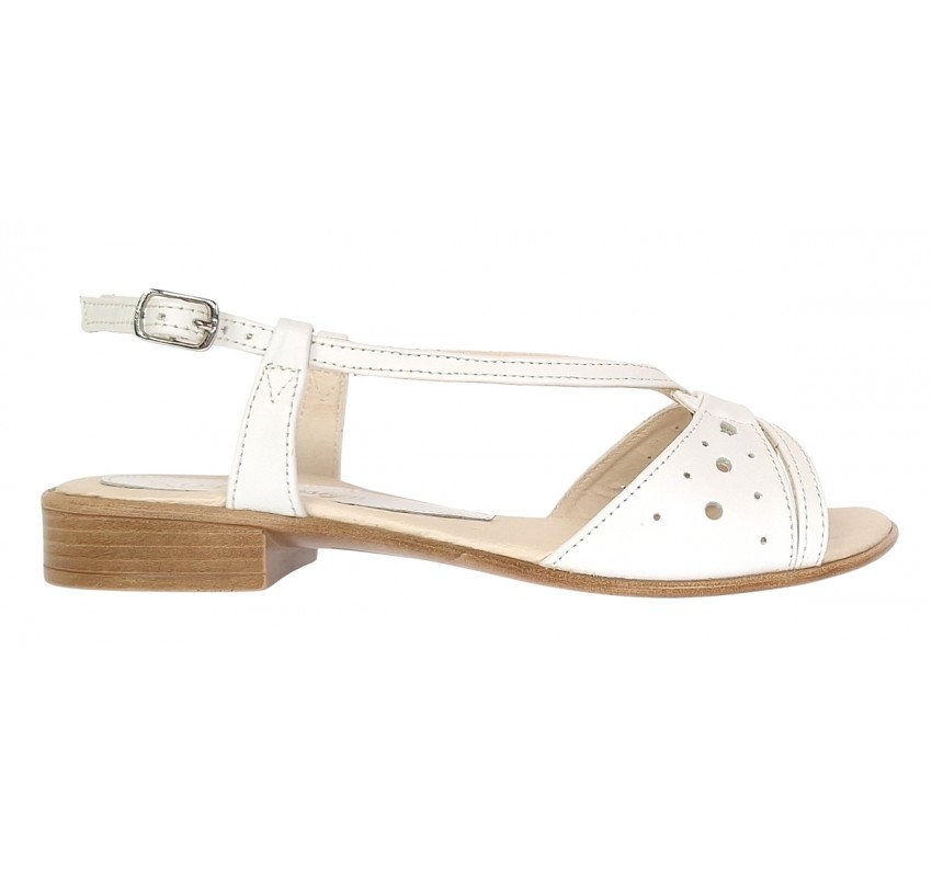 Sandale dama albe din piele naturala  - S36A