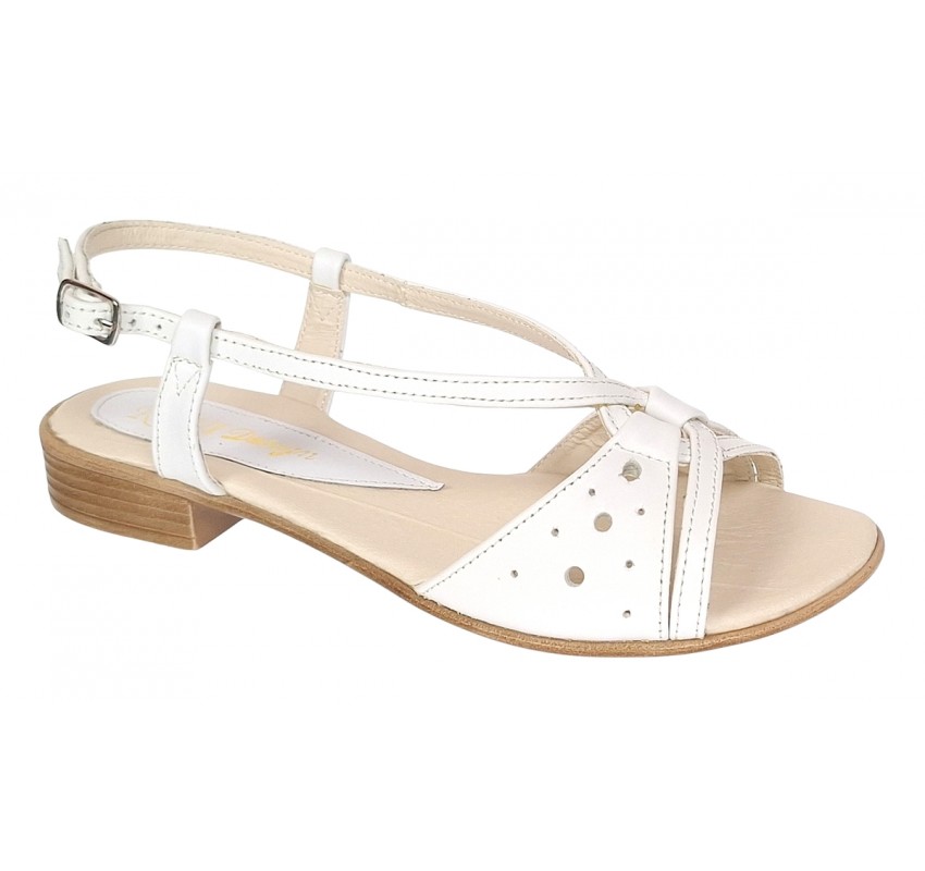 Sandale dama albe din piele naturala  - S36A