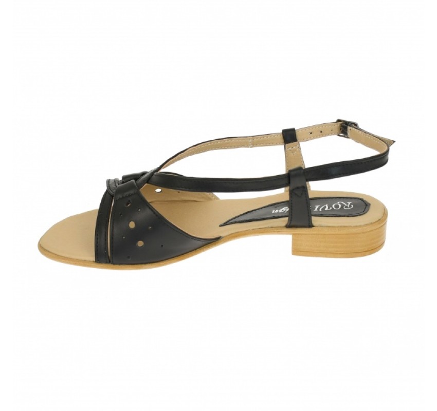 Sandale dama,  din piele naturala, platforme de 2cm, culoare negru box- S36NBOX
