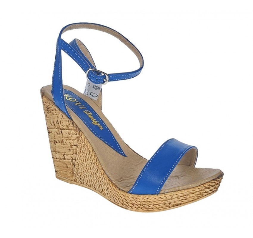 Sandale dama din piele naturala, Platforme 12cm, Albastru S415BL