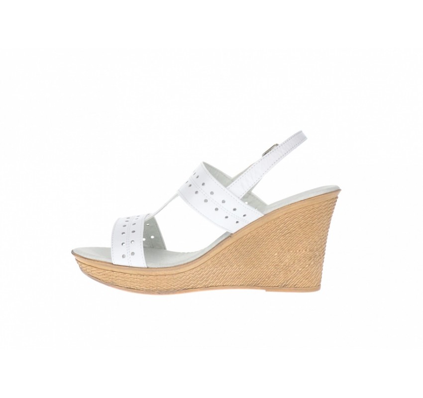 Sandale dama albe din piele naturala platforme de 7cm S46AB