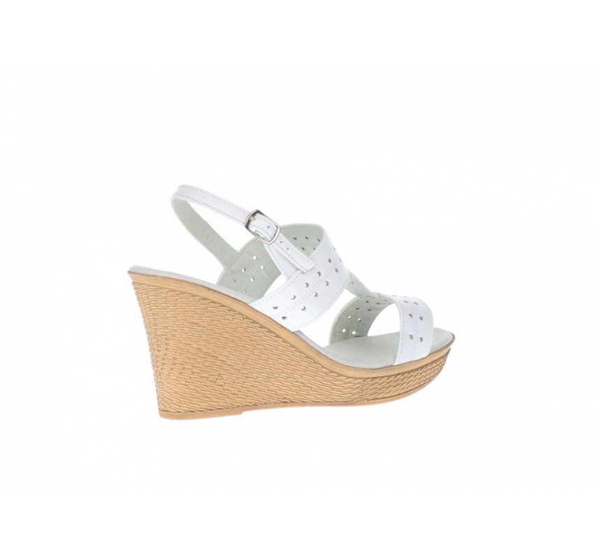 Sandale dama albe din piele naturala platforme de 7cm S46AB