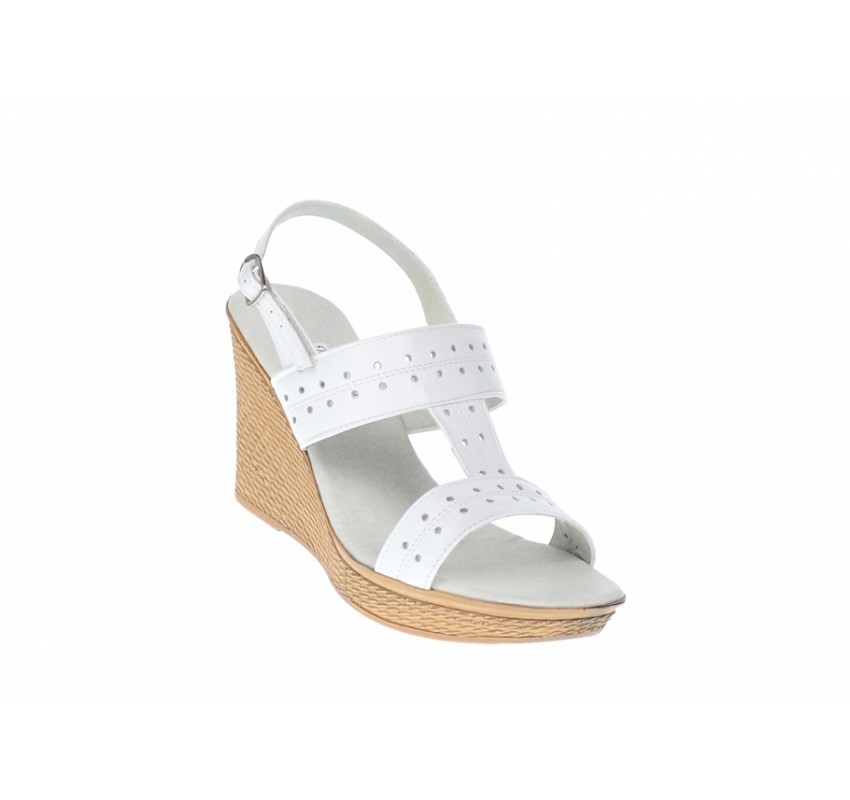 Sandale dama albe din piele naturala platforme de 7cm S46AB