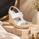 Sandale dama albe din piele naturala box cu platforma si talpa ortopedica S46ABOX