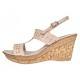 Sandale dama bej din piele naturala box cu platforme de 8 cm S46BEJBOX