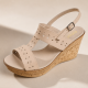 Sandale dama bej din piele naturala box cu platforme de 8 cm S46BEJBOX
