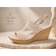 Sandale dama bej din piele naturala box cu platforme de 8 cm S46BEJBOX