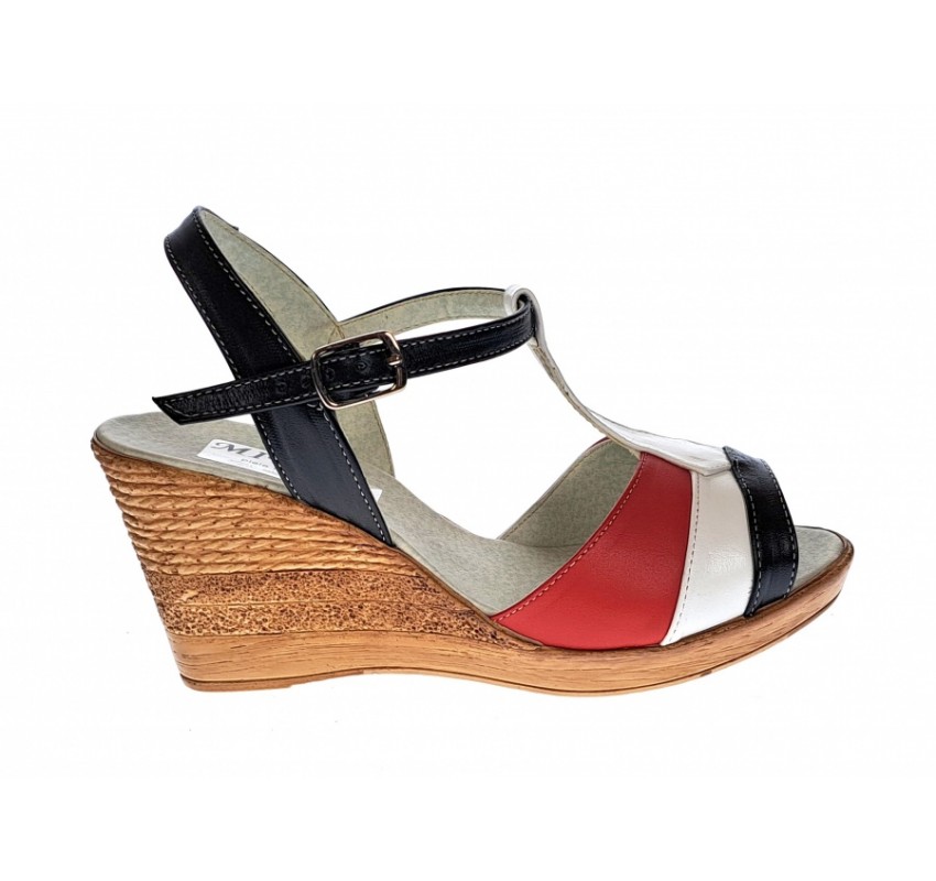 Sandale dama, din piele naturala, Platforme 8cm, negru-alb-rosu, piele box - S47NARBOX Sandale dama, din piele naturala, Platforme 8cm, negru-alb-rosu, piele box - S47NARBOX
