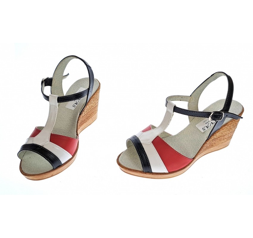 Sandale dama, din piele naturala, Platforme 8cm, negru-alb-rosu, piele box - S47NARBOX Sandale dama, din piele naturala, Platforme 8cm, negru-alb-rosu, piele box - S47NARBOX