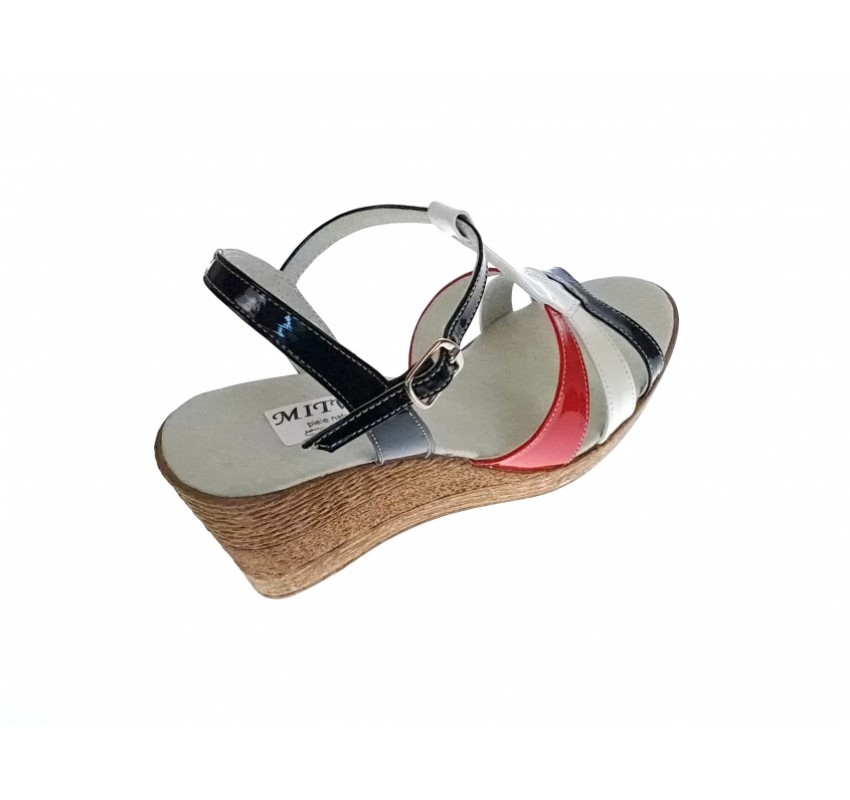 Sandale dama, din piele naturala, Platforme 7cm, Rosu, Alb, Negru, LAC, S47RAN2