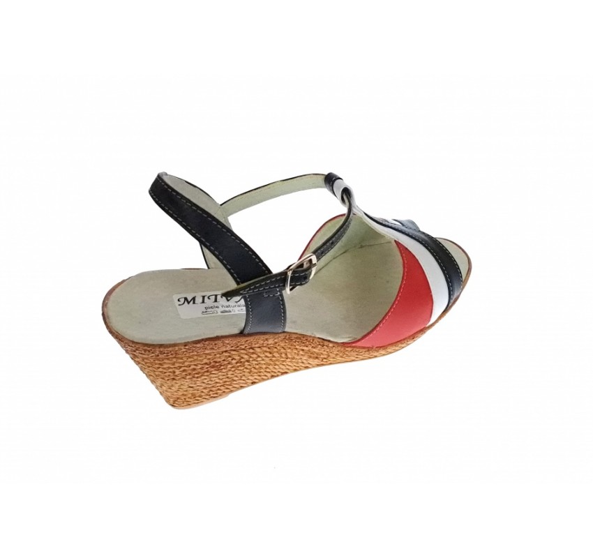 Sandale dama din piele naturala cu platforme 8cm, Rosu, Alb, Negru, BOX, S47RANBOX