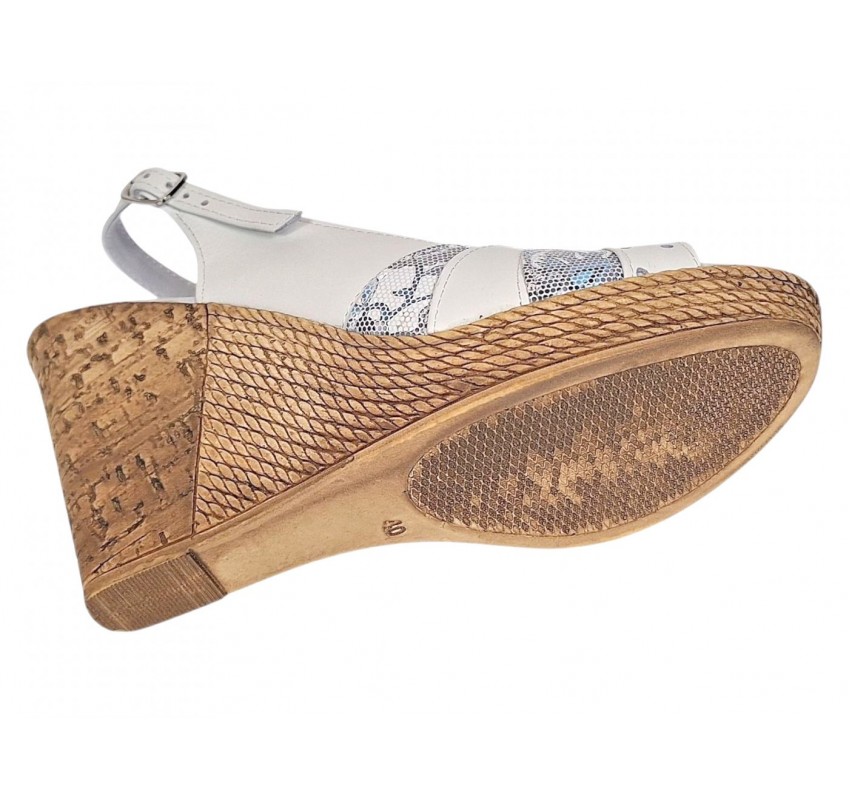 Sandale dama din piele naturala cu platforme de 10cm Alb Color S47XACOL