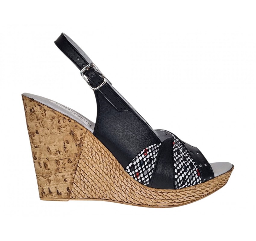 Sandale dama din piele naturala cu platforme de 10cm Negre Color S47XNCOL