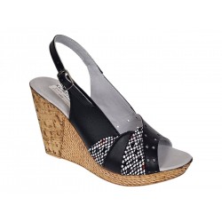 Sandale dama din piele naturala cu platforme de 10cm Negre Color S47XNCOL