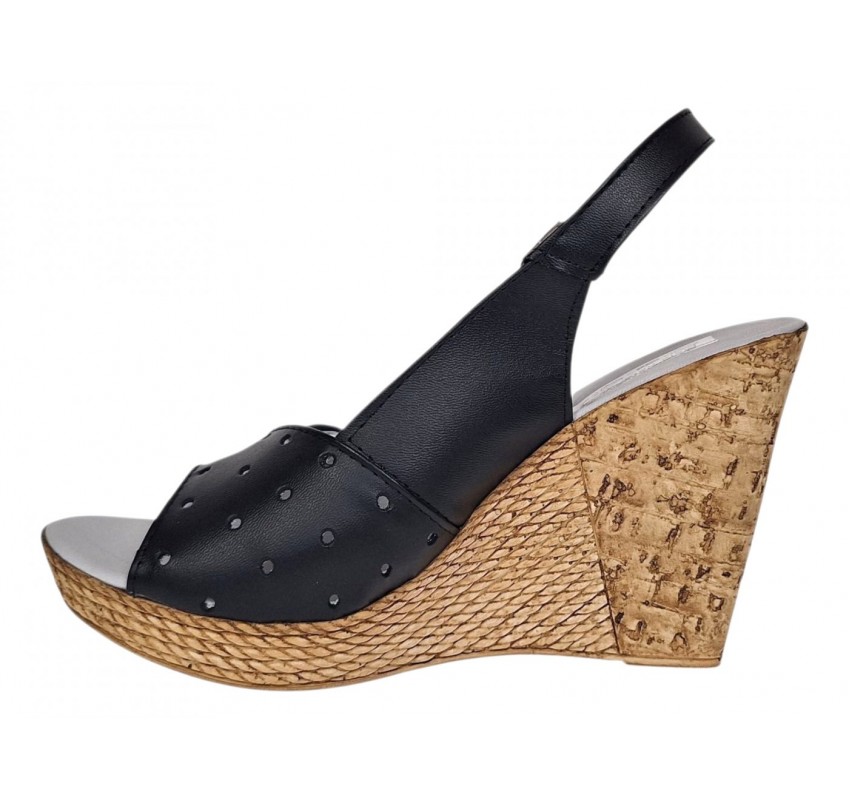 Sandale dama din piele naturala cu platforme de 10cm Negre Color S47XNCOL