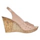 Sandale dama din piele naturala cu platforme de 10cm Nude Floral S47XNUD
