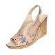 Sandale dama din piele naturala cu platforme de 10cm Nude Floral S47XNUD