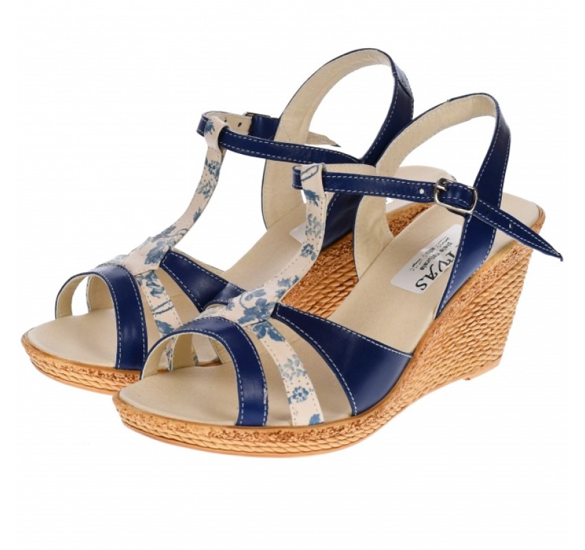 Sandale dama, din piele naturala, Toc 8 cm, Albastru Indigo, S48BLBOX