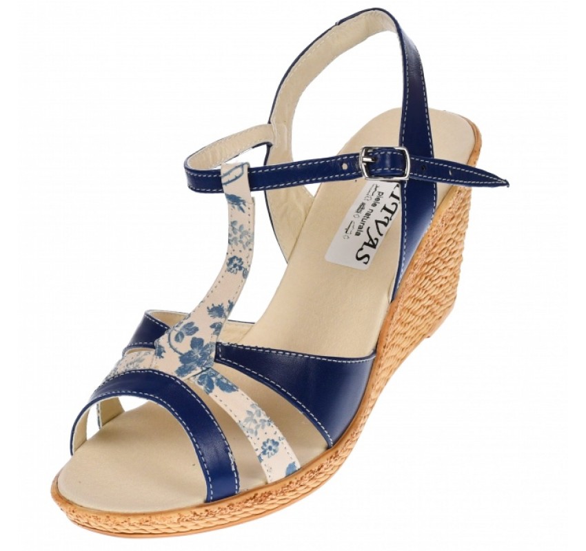 Sandale dama, din piele naturala, Toc 8 cm, Albastru Indigo, S48BLBOX