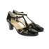 Sandale dama, negre, din piele naturala cu toc de 7cm - S48BOXN