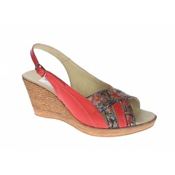 Sandale dama de vara cu platforme de 7 cm, din piele naturala, rosu, BOX, S50RBOX