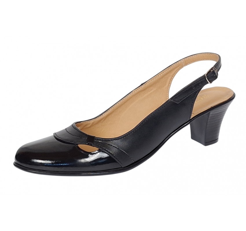Pantofi dama decupati din piele naturala toc de 5 cm S511NL Pantofi dama decupati din piele naturala toc de 5 cm S511NL