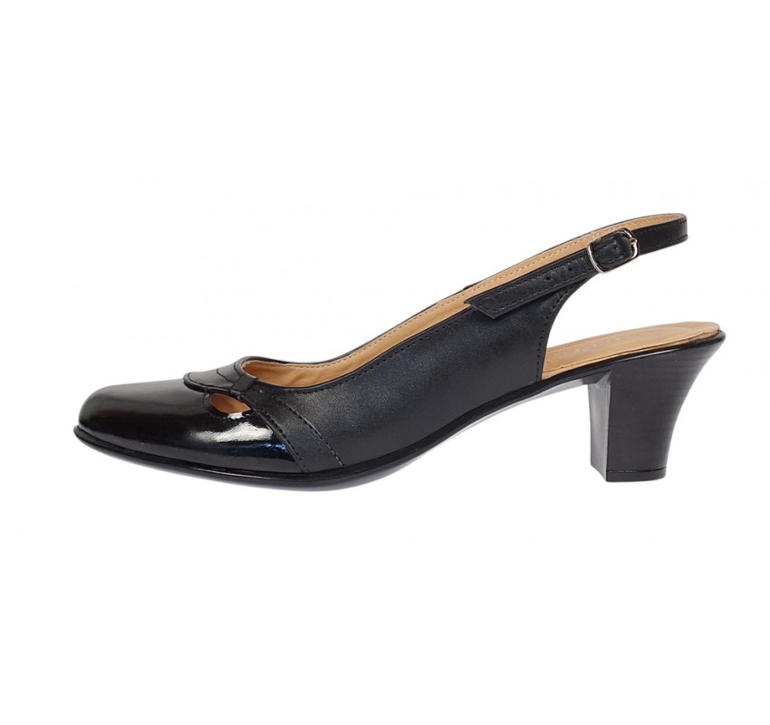 Pantofi dama decupati din piele naturala toc de 5 cm S511NL Pantofi dama decupati din piele naturala toc de 5 cm S511NL