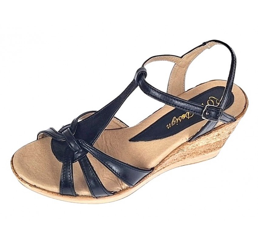 Sandale dama din piele naturala cu platforme negru - S51NBOX
