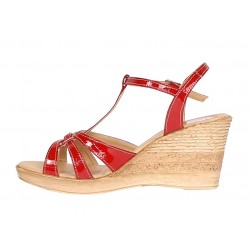 Sandale dama din piele naturala lacuita cu platforme - S51RLAC