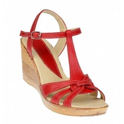 Sandale dama din piele naturala cu platforme - S51ROSU