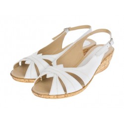 Sandale dama, din piele naturala, alb, cu platforma de 4cm - S52A