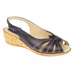 Sandale dama, din piele naturala, maro, cu platforma de 4cm - S52M