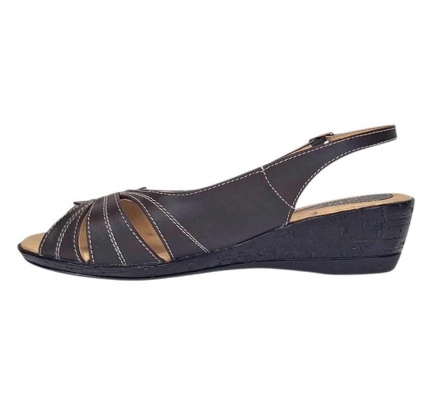 Marimea 38 Sandale dama casual din piele naturala maro S52MN