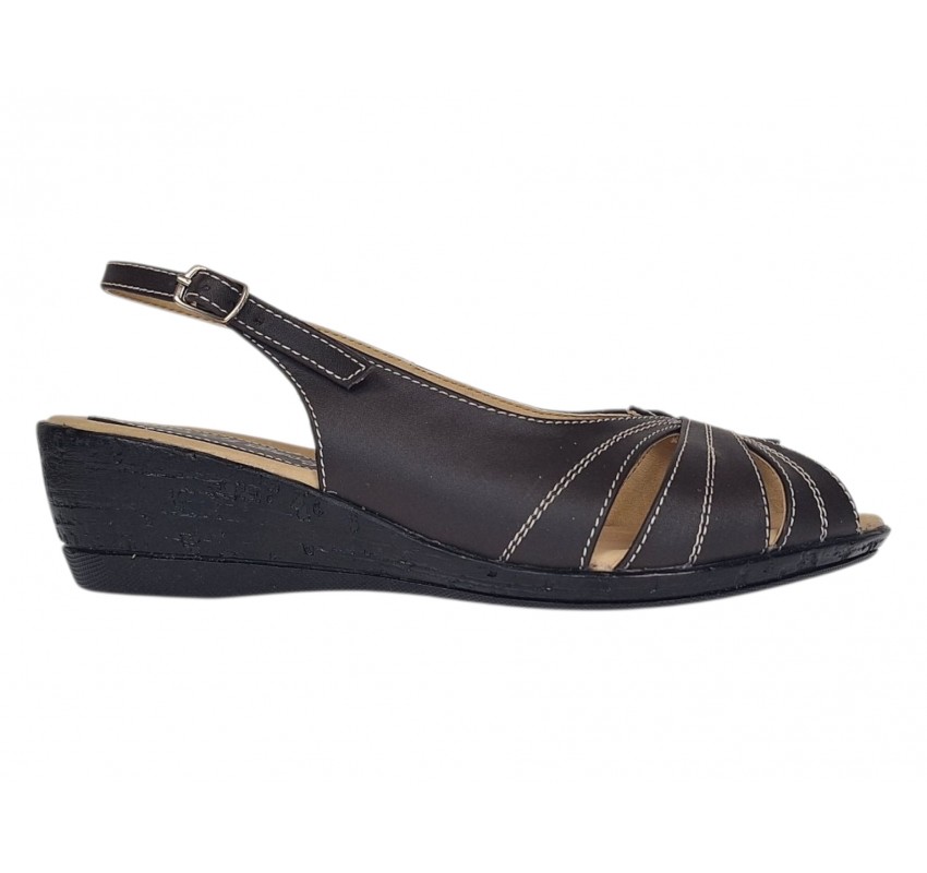 Marimea 38 Sandale dama casual din piele naturala maro S52MN