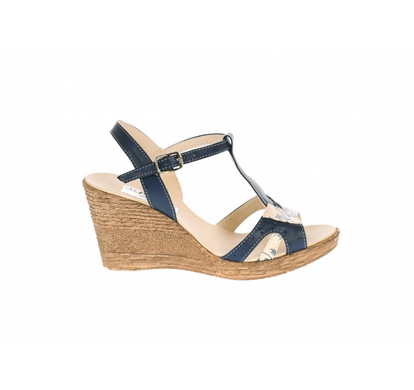 Sandale dama din piele naturala bleumarin platforme de 7cm S58BL